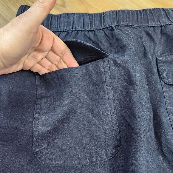 ☔️🔹️Nicole Miller Black Linen Lightweight Cargo Jogger Pants Large - Picture 9 of 14